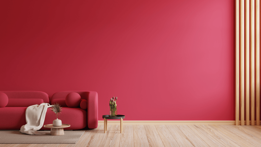 Sala na cor viva magenta da pantone